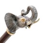 Spazierstock mit Elefant - Stock aus Buchenholz, Messingzwinge mit Gummiende, Griff aus Emailliertem Messing - Handmade in Italy
