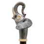 Spazierstock mit Elefant - Stock aus Buchenholz, Messingzwinge mit Gummiende, Griff aus Emailliertem Messing - Handmade in Italy