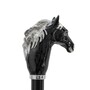 Spazierstock mit Schwarzes Pferd - Stock aus Buchenholz, Messingzwinge mit Gummiende, Griff aus Emailliertem Messing - Handmade in Italy