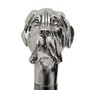 Spazierstock mit Silber Labrador - Stock aus Buchenholz, Messingzwinge mit Gummiende, Silberfarben Emaillierter Griff aus Harz - Handmade in Italy