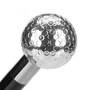 Spazierstock mit Silberner Golfball - Stock aus Buchenholz, Messingzwinge mit Gummiende, Silberfarben Emaillierter Griff aus Harz - Handmade in Italy