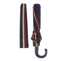 Taschenschirm Herren Faltbarer Gestreift Regenschirm mit Ledergriff - Handmade in Italy