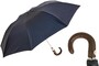 Taschenschirm Herren Faltbarer Regenschirm Braun und Blau mit Strau�enleder - Handmade in Italy
