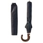 Taschenschirm Herren Faltbarer Regenschirm Braun und Blau mit Strau�enleder - Handmade in Italy