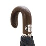 Taschenschirm Herren Faltbarer Regenschirm Braun und Blau mit Strau�enleder - Handmade in Italy