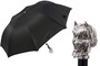 Taschenschirm Herren Faltbarer Regenschirm mit Luzifer - Automatische �ffnung - 100% Polyester - Messing Griff - Handmade in Italy