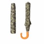 Taschenschirm Herren Tarnen Regenschirm mit Orangefarbener Ledergriff - Handmade in Italy