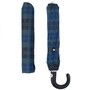 Taschenschirm Herren Tartan Faltbarer Regenschirm mit Ledergriff - Handmade in Italy