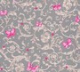 Versace Designer Barock Vliestapete Butterfly Barocco 343255 Grau / Silber / Pink - Design Tapete - Luxus Qualit�t