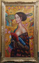Vintage �l Gem�lde nach Gustav Klimt Lady 60,96 x H. 101,60 cm - Authentisches Antik Gem�lde nach Original - Handgemalt