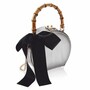 Zina Monaco Luxus Kunstleder Damen Handtasche Silber 18 cm - Made in Italy 