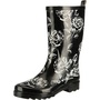 BECK Damen Gummistiefel Stiefel Regenstiefel Black Roses Schwarz