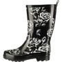 BECK Damen Gummistiefel Stiefel Regenstiefel Black Roses Schwarz