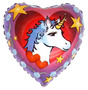Einhornkopf mit Herzen und Sternen - Herzform- Folienballon - 42 cm 
