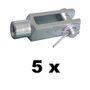 5 St�ck - Gabelkopf 5x20 - M5 + Sicherungsbolzen /Splintbolzen verzinkt