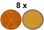 8 x Rckstrahler - Reflektor - Kleben -   60 mm - Gelb - E-Prfzeichen