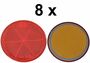 8 x R�ckstrahler - Reflektor - Kleben -   60 mm - Rot - E-Pr�fzeichen