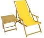 Strandstuhl gelb Gartenliege Strandliege Deckchair Tisch Liegestuhl Holz hell klappbar 10-302NT