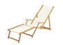 Liegestuhl wei� Fu�ablage u Kissen Deckchair klappbar Sonnenliege Holz Gartenliege 10-303NFKD