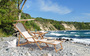 Liegestuhl wei� Fu�ablage u Kissen Deckchair klappbar Sonnenliege Holz Gartenliege 10-303NFKD