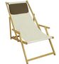 Deckchair wei� Liegestuhl Kissen klappbare Sonnenliege Gartenliege Holz Gartenm�bel 10-303NKD