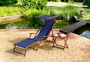 Sonnenliege blau Strandliege Holzliege Buche Fu�teil Sonnendach Tisch Kissen 10-307 FST KH