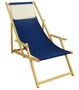Gartenliege blau Liegestuhl Kissen Sonnenliege Relaxliege Strandstuhl Deckchair Buche 10-307NKH