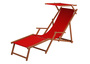 Sonnenliege rot Liegestuhl Fu�teil Sonnendach Kissen Holz Deckchair Gartenm�bel 10-308 F S KD