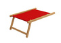 Liegestuhl rot Fu�ablage Kissen Deckchair klappbar Sonnenliege Holz Gartenliege 10-308 N F KD