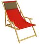 Deckchair rot Strandstuhl Sonnenliege Gartenliege Relaxliege Kissen Buche klappbar 10-308 N KD