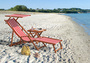 Deckchair rot-wei� Strandstuhl Gartenstuhl Buche dunkel Sonnenliege Relaxliege klappbar 10-314