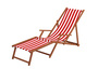 Strandliege rot-wei� Gartenliege Relaxliege Fu�teil Liegestuhl Deckchair Buche dunkel 10-314 F