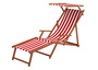 Gartenliege rot-wei� Strandliege Relaxliege Fu�ablage Sonnendach Buche Klappstuhl 10-314 F S
