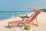 Gartenstuhl rot-wei� Sonnenliege Strandstuhl Deckchair Buche hell Tisch Kissen 10-314 N T KH