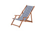 Strandstuhl blau-wei� Gartenliege Sonnenliege Kissen Deckchair Buche dunkel klappbar 10-317 KH