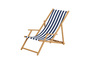 Strandliege blau-wei� Liegestuhl Holzliege Buche natur Fu�teil Kissen klappbar 10-317 N F KH