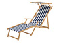 Gartenliege blau-wei� Strandliege Relaxliege Fu�ablage Sonnendach Buche Klappstuhl 10-317NFS