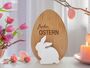 Massivholzosterei aus Buche ge�lt mit wei�em Holzhasen Osterdeko 40.11-011
