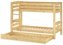 Kinder Etagenbett Kiefer natur 90x200 Massivholzbett Stockbett Rollrost G�stebettkasten 60.10-09S7