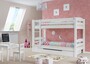 Etagenbett Kiefer waschwei� 90x200 mit Rollrost Bettkasten Kinderstockbett Hohes Bett 60.10-09WS1