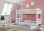 Kinder Etagenbett Stockbett hohes Bett waschwei� 90x200 Rollroste, 3 Matratzen 60.10-09WMS7M