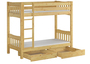 Etagenbett Massivholzbett hohes Bett Kiefer natur 90x200 Rollrost Matratzen 60.15-09 Ni100 M S2