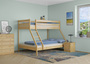 Doppel-Etagenbett 140x200 und 90x200 Erwachsenen-Stockbett Kiefer Massivholz natur 60.19-09-14