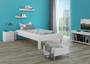 Wei�es Futonbett ohne Kopfteil Kiefer massiv 90x200 mit Matratze und Rollrost 60.35-09WM