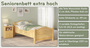 Seniorenbett extra hoch Rollrost 90x220 �berl�nge Holzbett Einzelbett G�stebett 60.40-09-220