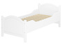 Wei�es Massivholzbett 90x200 extra hoch mit Rollrost Matratze 60.40-09 W M