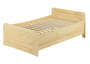 Seniorenbett extra hoch 120x220 Einzelbett mit Rollrost Holzbett Massivholz Kiefer 60.42-12-220