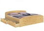 Funktionsbett �berl�nge 180x220 Doppelbett 3 Bettkasten Matratzen Holzbett 60.50-18-220 M2
