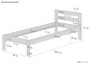 Kieferbett Bettrahmen wei� 80x200 Massivholz-Bettgestell Einzelbett ohne Rollrost 60.64-08 W oR