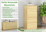 Schmale Holzkommode aus Kiefer natur mit 4 Schubladen 90.50-22